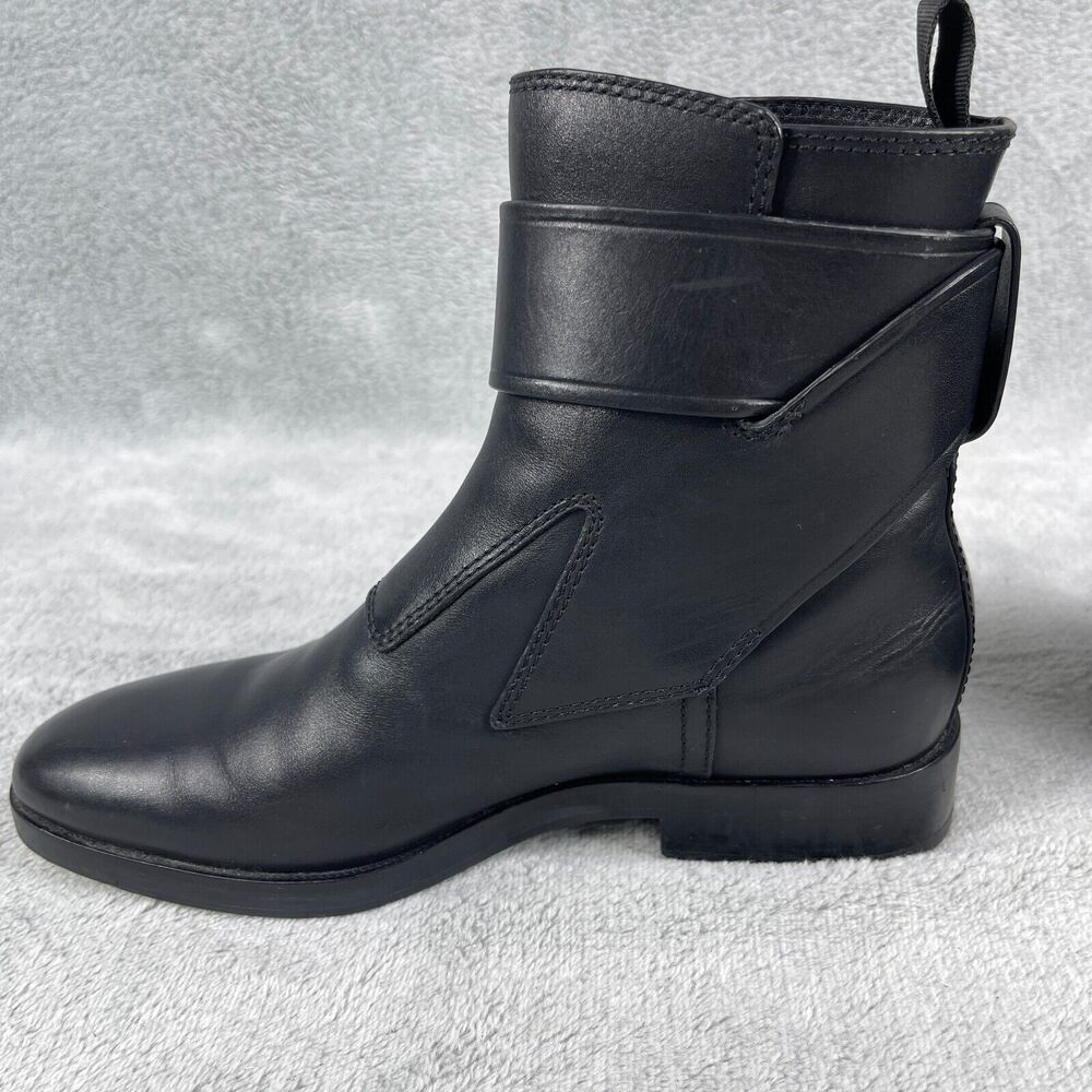 Alexander Wang Boots Women 7 Black Leather Ankle Buckle Moto Goth Edgy Luxury - Picture 3 of 14